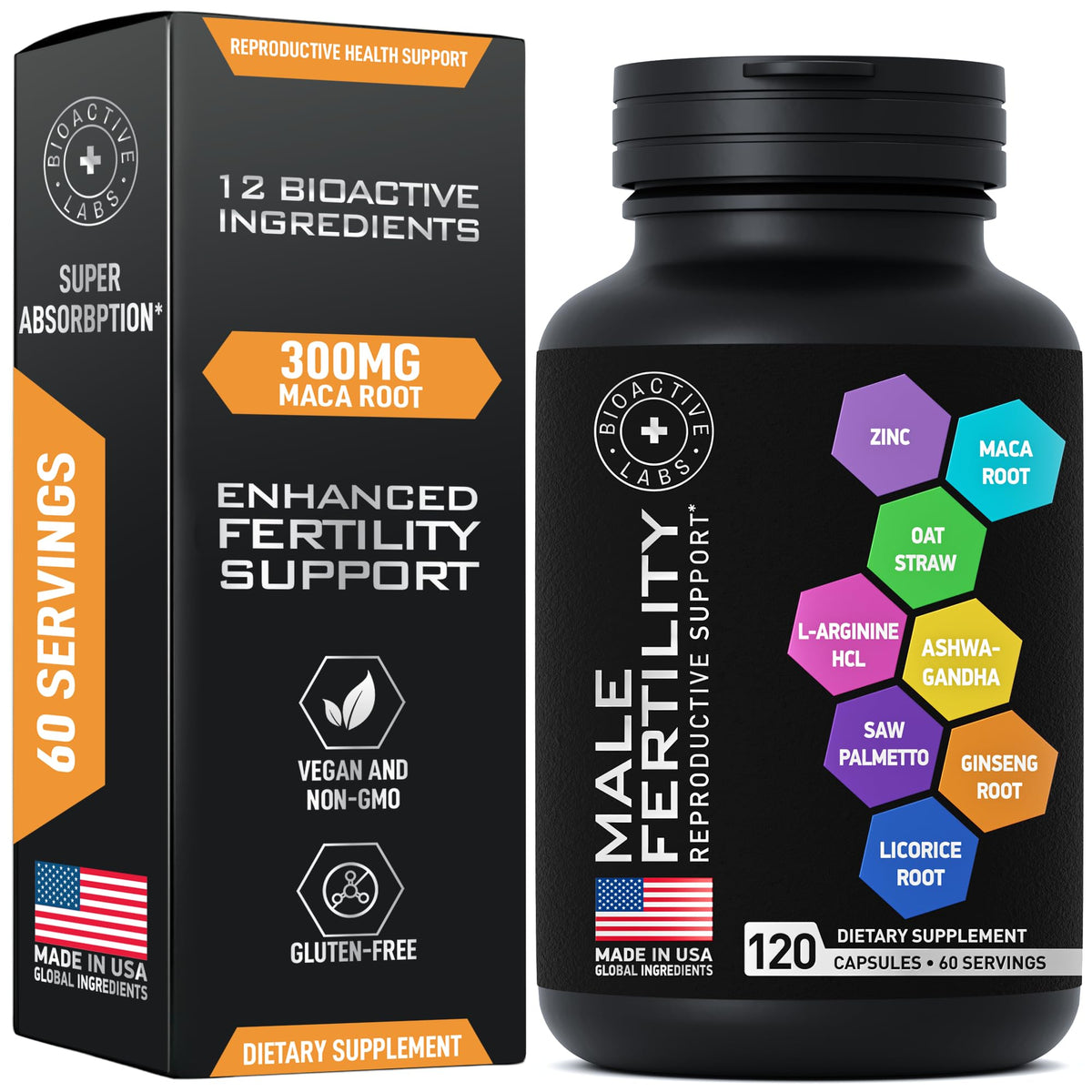 Bioactive Labs Fertilité Homme – Bouteille pratique pour la routine quotidienne
