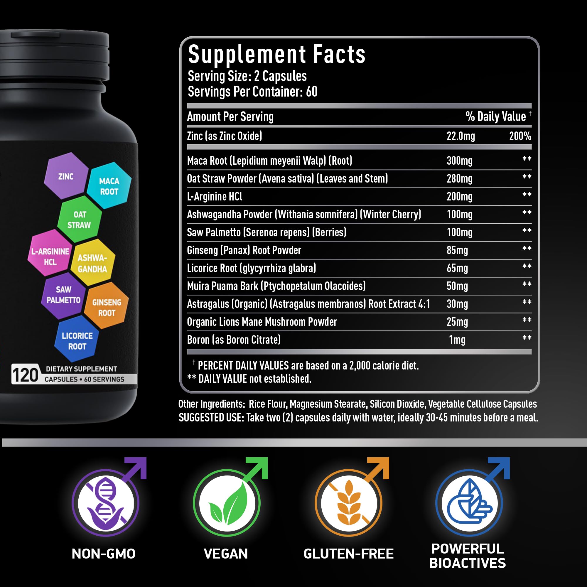 Bioactive Labs Fertilité Homme – Capsules avec zinc et maca pour énergie et équilibre