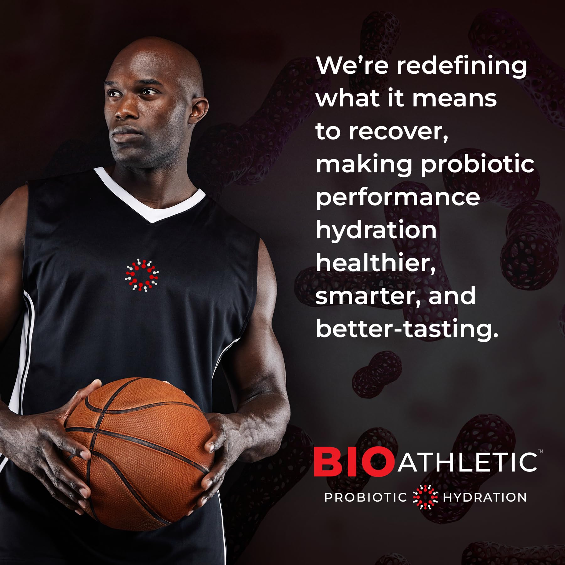 BioAthletic Probiotic Électrolyte avec vitamines D et B12 intégrées, énergie potentielle.