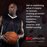 BioAthletic Probiotic Électrolyte avec vitamines D et B12 intégrées, énergie potentielle.