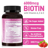 Biobor Biotine Gummies 6000mcg – flacon pratique pour cheveux et ongles