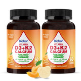 Biobor gommes D3 K2 Calcium – étiquette du produit affichant les ingrédients et le soutien osseux.