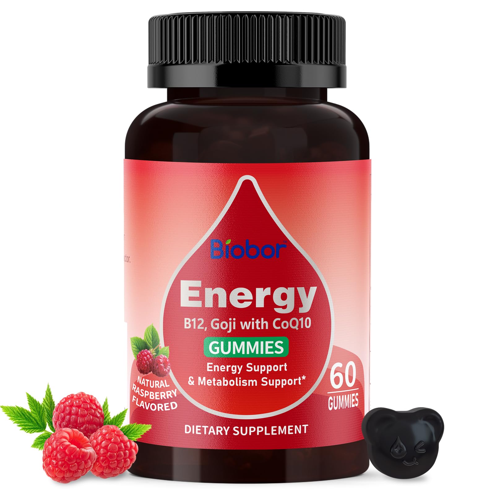 Biobor Gomme énergie naturelle framboise, boost doux pour la journée.