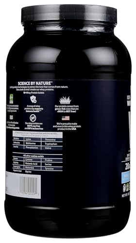 Biochem protéine isolée vanille, etiquette et certifications pour une nutrition propre.