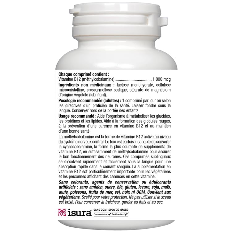 Emballage Bioclinic Naturals B12, étiquette claire et informative.