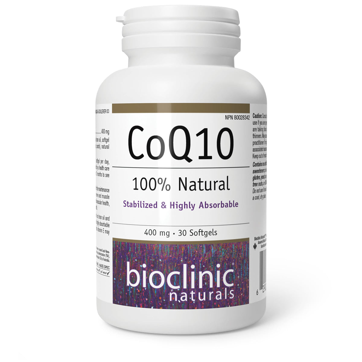 Bioclinic Naturals CoQ10 400 mg bouteille: formulation stable et absorbable.