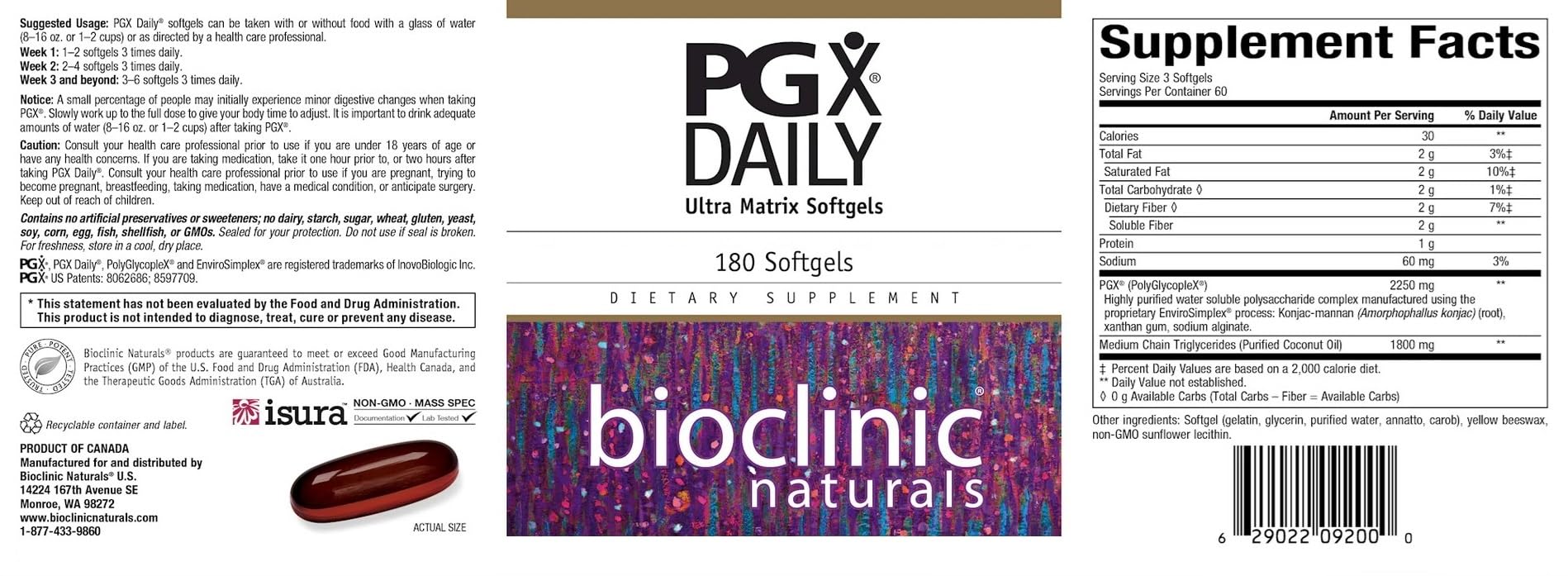 Bioclinic Naturals PGX Daily Ultra Matrix Softgels – emballage pratique pour routine quotidienne