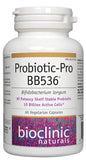 Bioclinic Naturals Probiotic Pro BB536 – bouteille montrant une dose quotidienne possible.