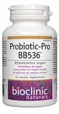 Bioclinic Naturals Probiotic Pro BB536 – capsules visibles, soutien potentiel du microbiote.