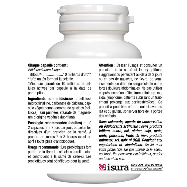 Bioclinic Naturals Probiotic Pro BB536 – étiquette claire et informations utiles pour votre routine.