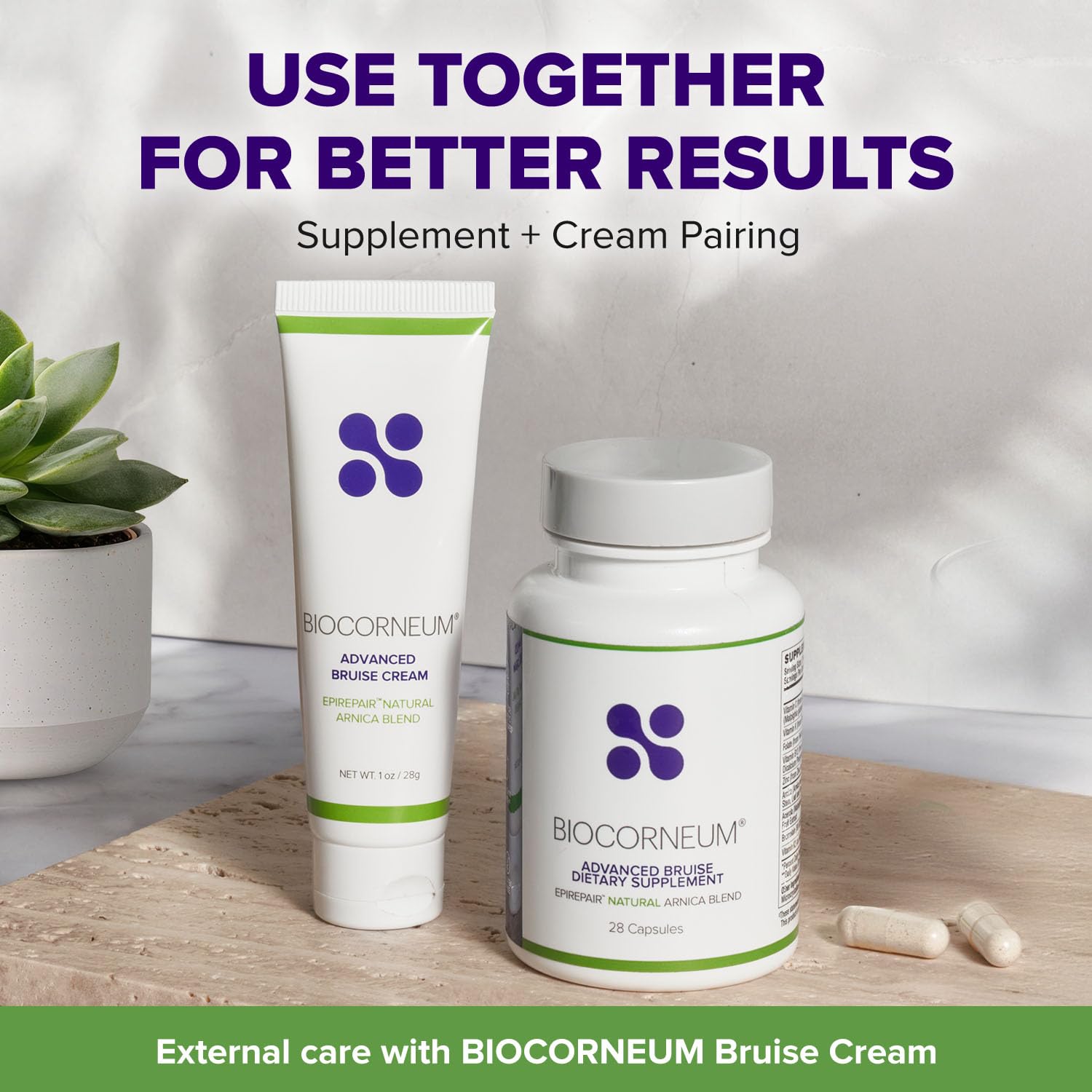 BIOCORNEUM dosage quotidien: deux capsules par jour dans votre routine post-procédure.