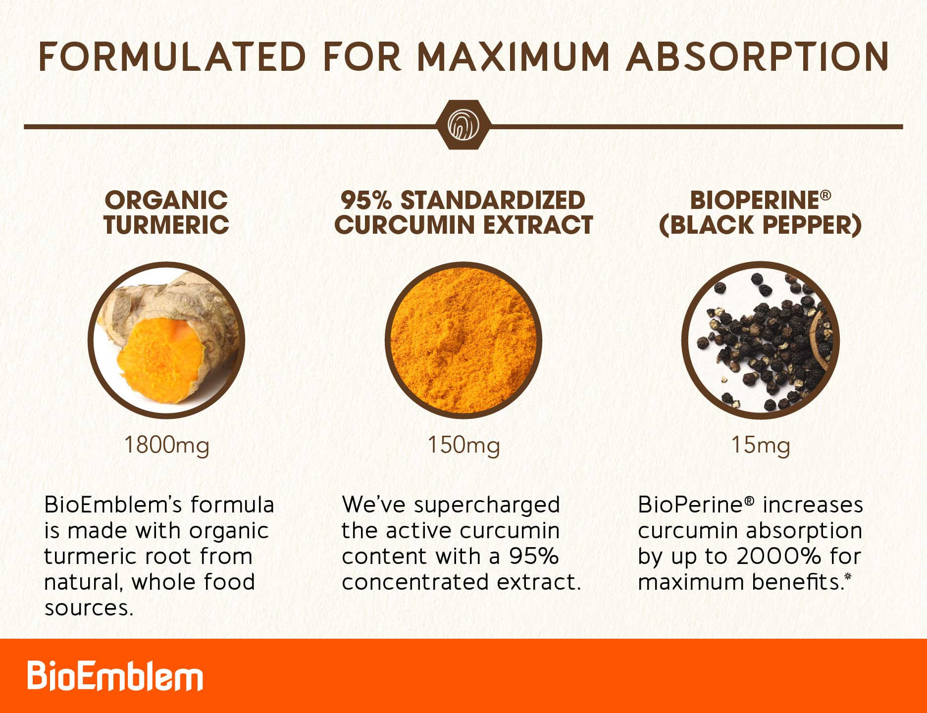 BioEmblem Extrait 95% curcuminoïdes pour une concentration élevée.