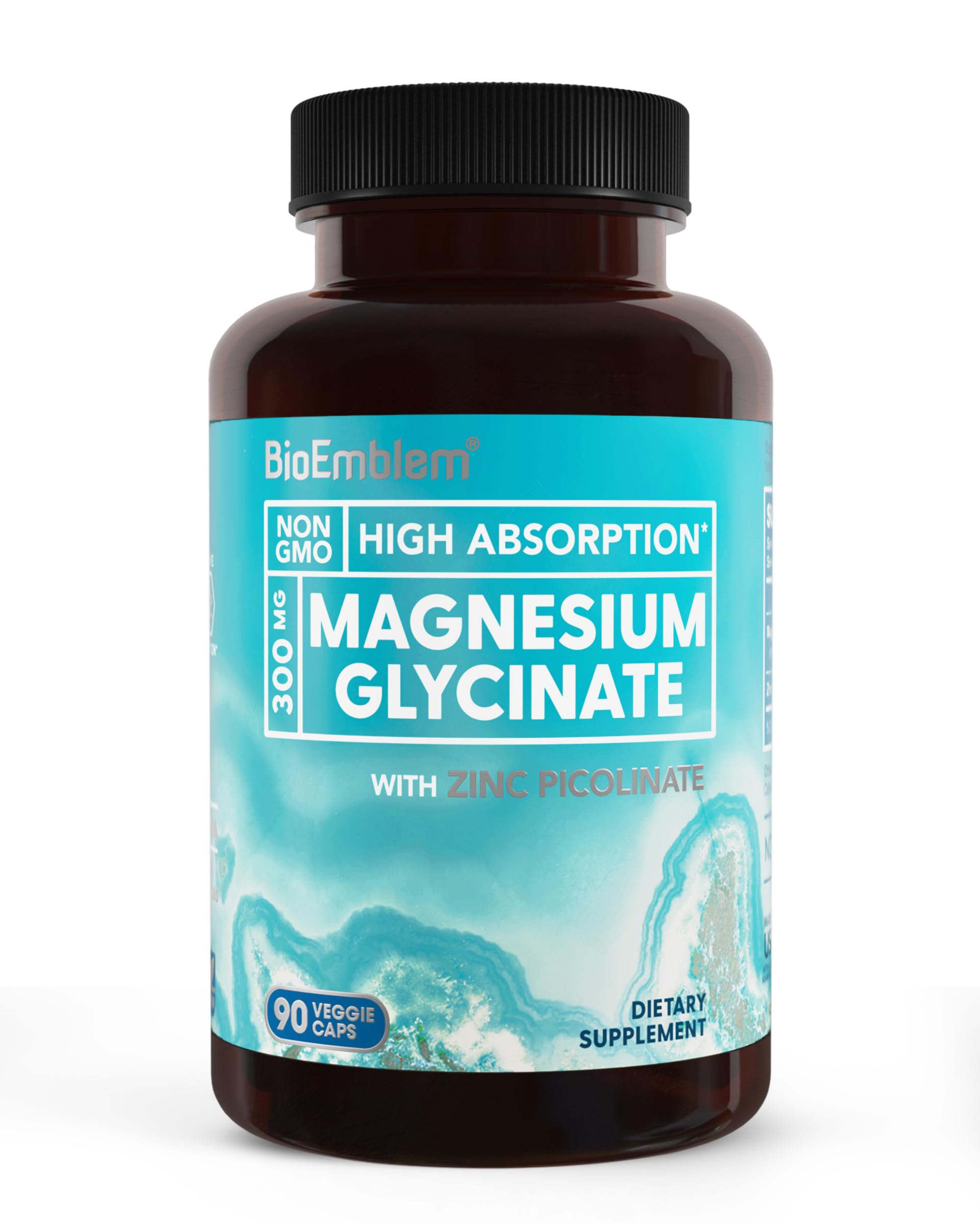 BioEmblem Magnésium Glycinate Zinc - Bouteille 90 capsules, absorption élevée et formulation équilibrée