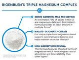 BioEmblem Triple Magnésium Complex — étiquette lisible facilitant le suivi des apports.