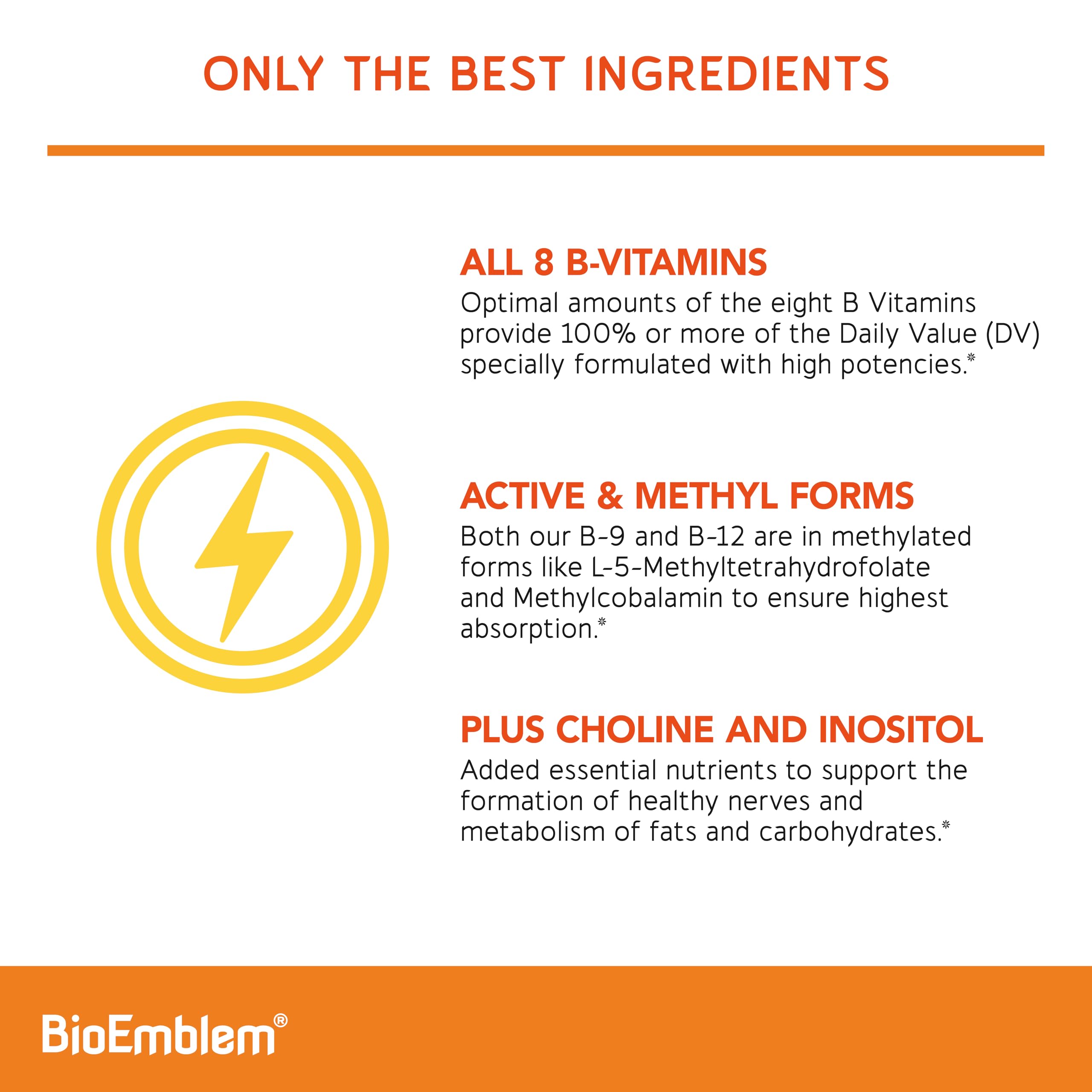 BioEmblem Complexe B: choline et inositol en synergie pour le métabolisme.