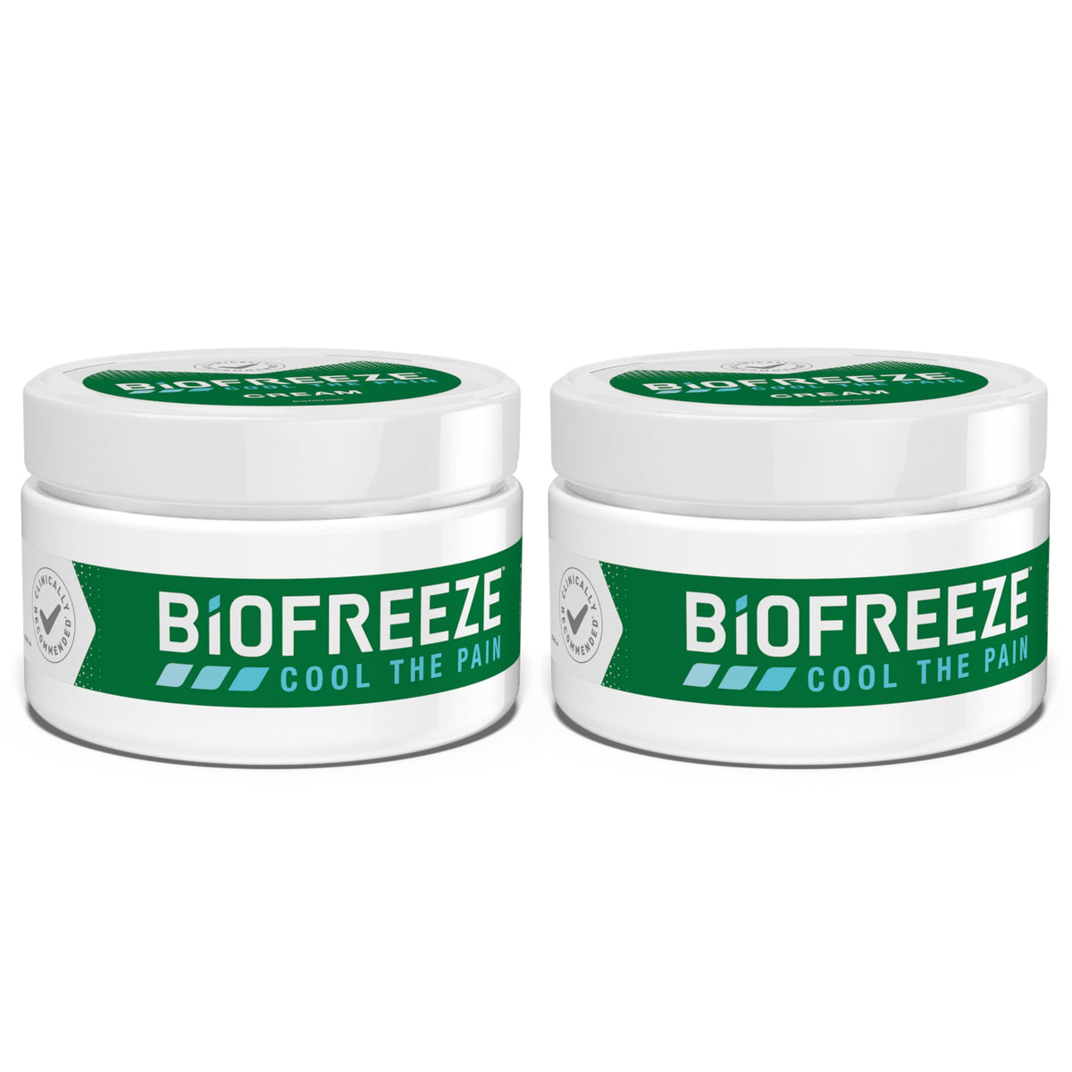 Biofreeze Menthol Crème 3oz, jarre visible, soulagement ciblé des douleurs musculaires.
