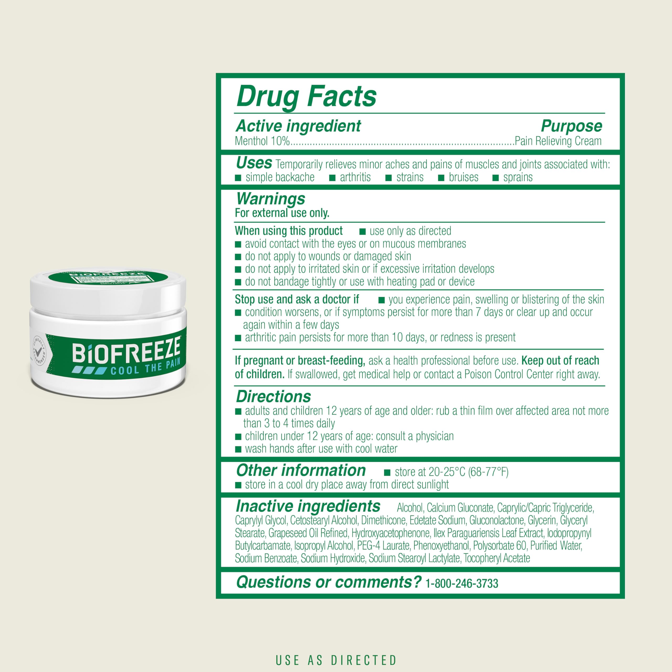 Biofreeze Menthol Crème pour muscles douloureux après activité sportive.