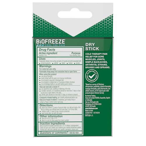 Biofreeze Dry Stick – application sans graisse, pratique en déplacement.