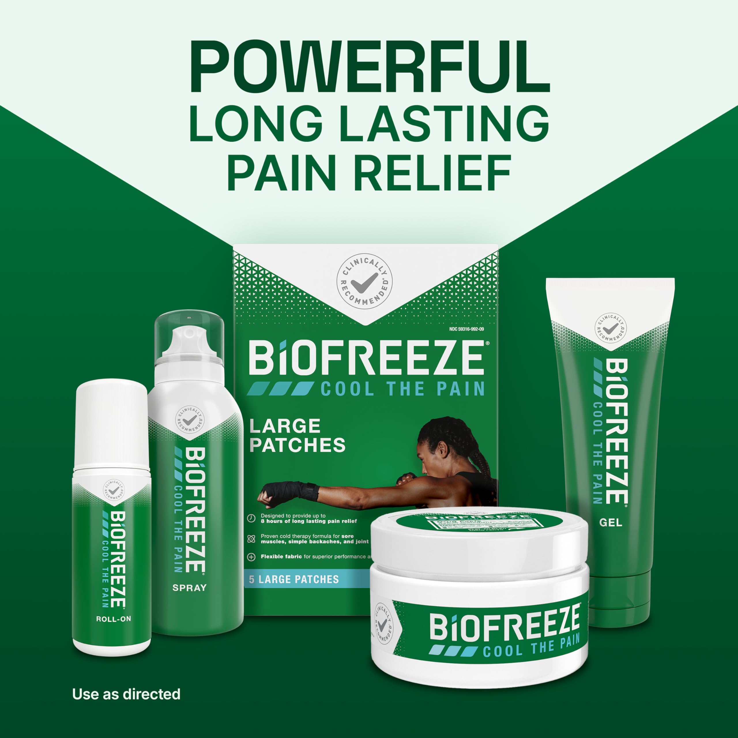 Patch Biofreeze application facile et rapide.