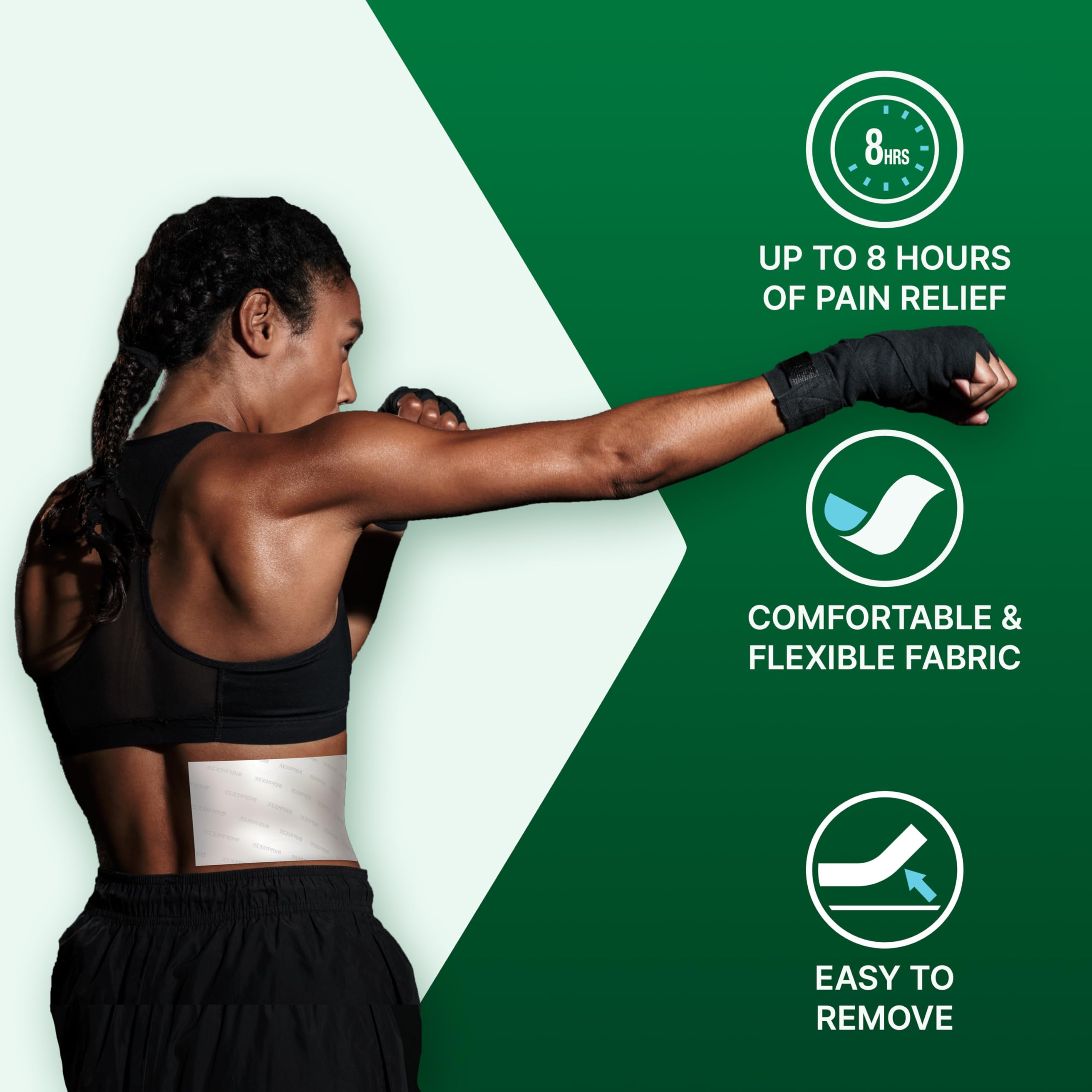 Patch Biofreeze pour muscles et entorse apaisant localement.