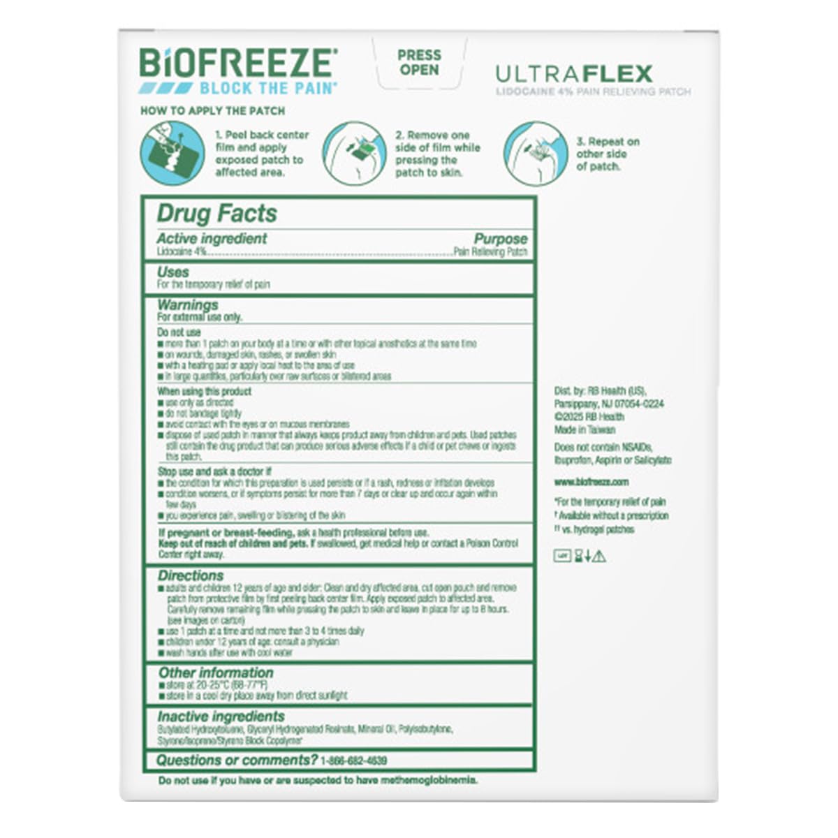 Biofreeze UltraFlex Patch prêt pour 8 heures de soulagement ciblé