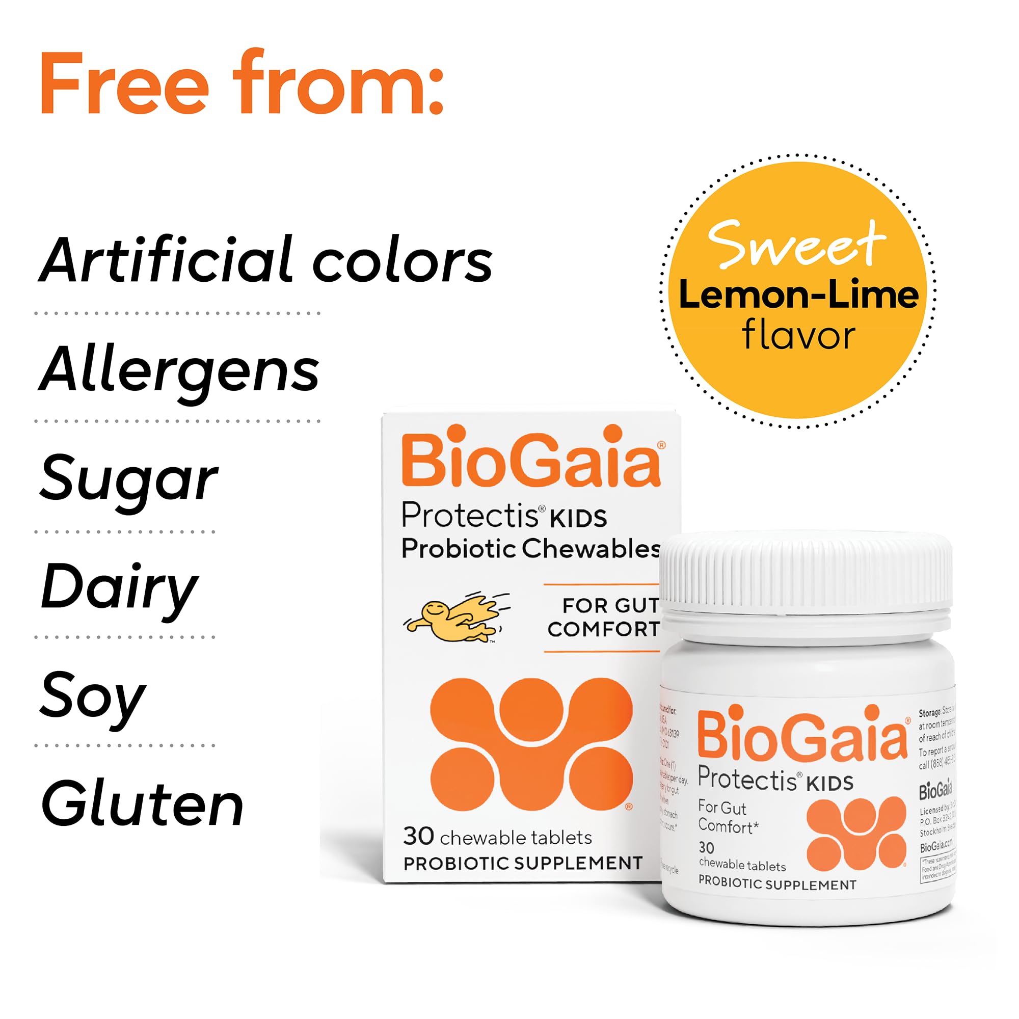 BioGaia Probiotiques Enfants Gommes Citron-Lime, soutien digestif doux