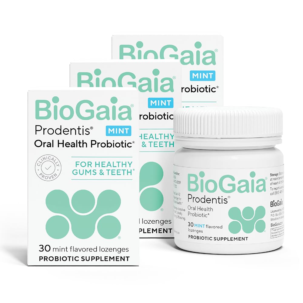 BioGaia Prodentis trio pack menthe, présentation du pack pour routine bucco-dentaire.