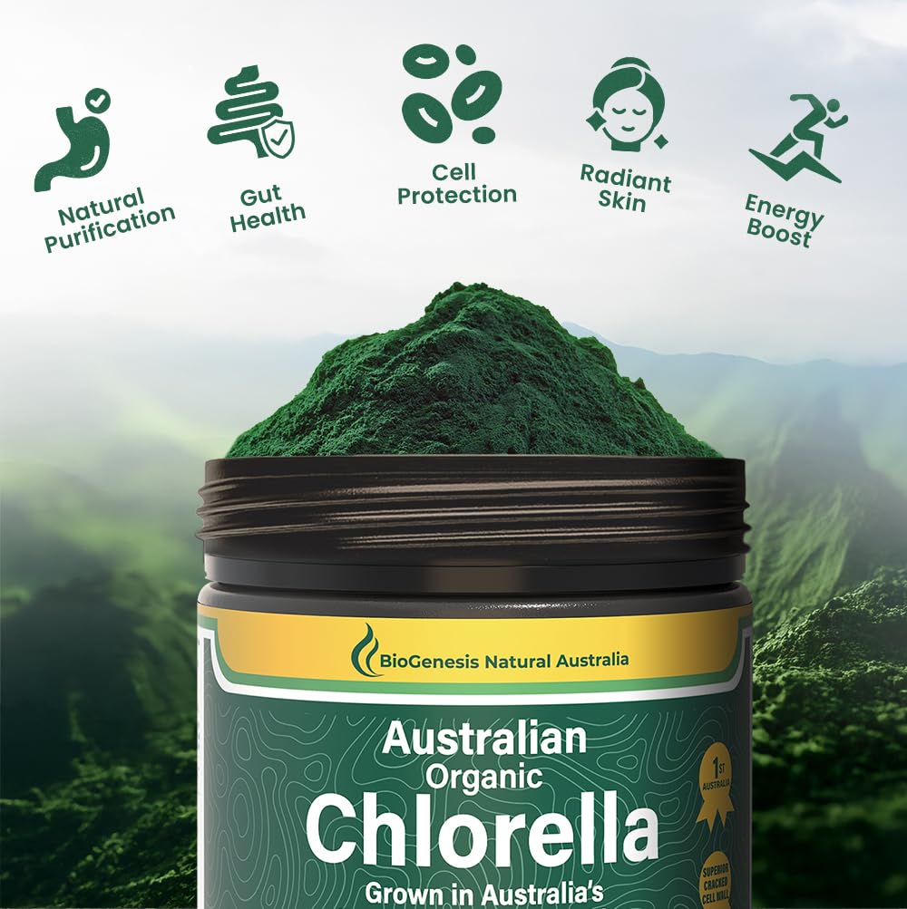Biogenesis chlorella poudre dose journalière – simplicité et régularité.