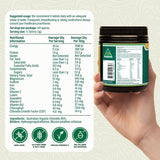 Biogenesis Chlorella – pigments chlorophylliens indiquant richesse en chlorophylle et nutriments.
