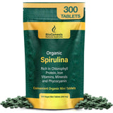 Biogenesis Spiruline mini-tablettes dans l’emboîtage, énergie naturelle prête à consommer.