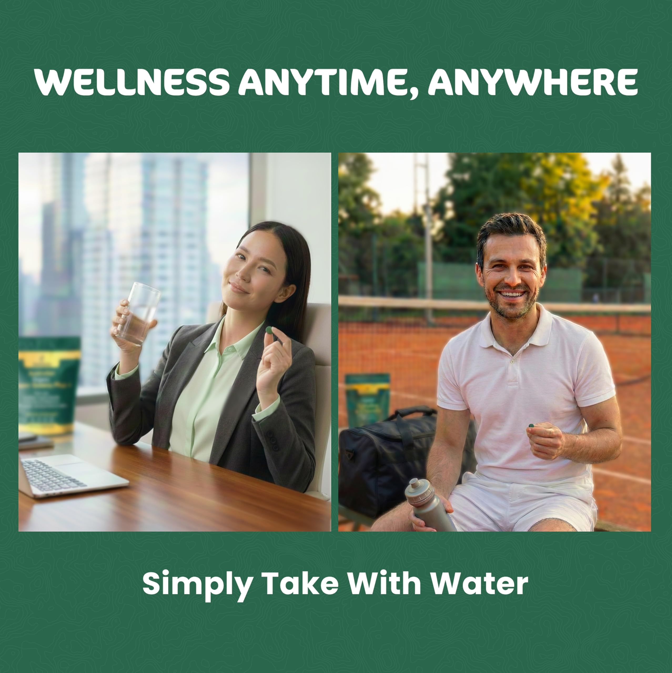 Biogenesis Spiruline mini-tablettes vegan sans additifs visibles.