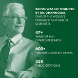 BIOHM Digestive Greens — doseur et verre prêts pour un usage quotidien.