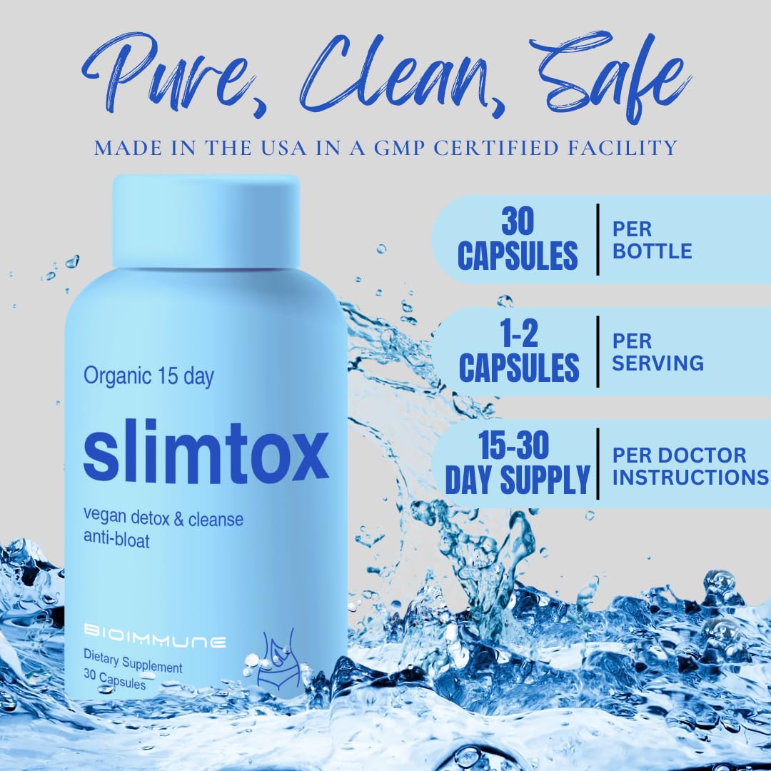 Capsules Slimtox prêtes à être prises le matin pour soutenir la digestion.