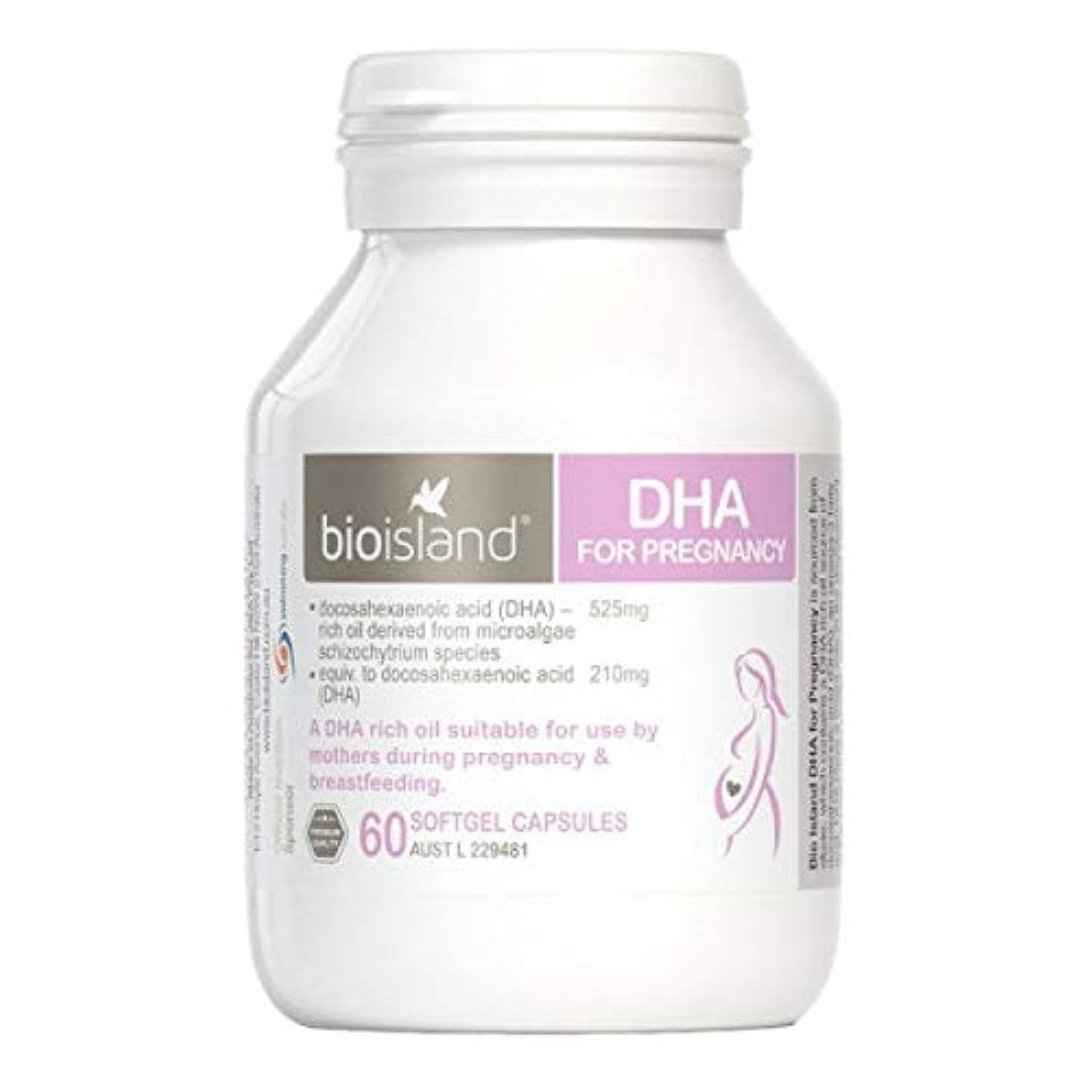 Bioisland DHA pour grossesse – gélule facile à avaler, soutien potentiel au développement cérébral