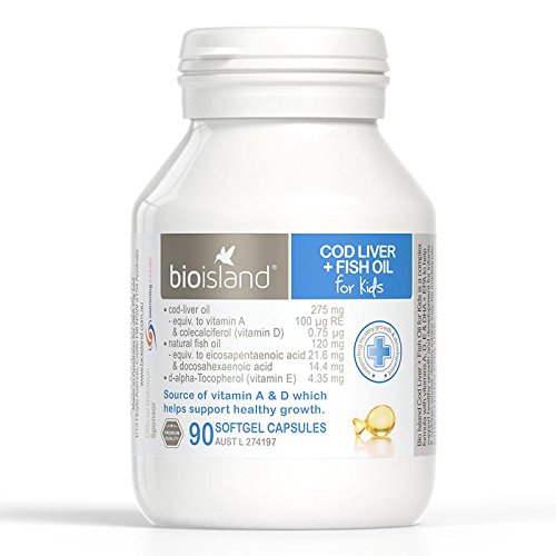 Bioisland huile de foie de morue pour enfants, capsules 90, soutien nutritionnel potentiel