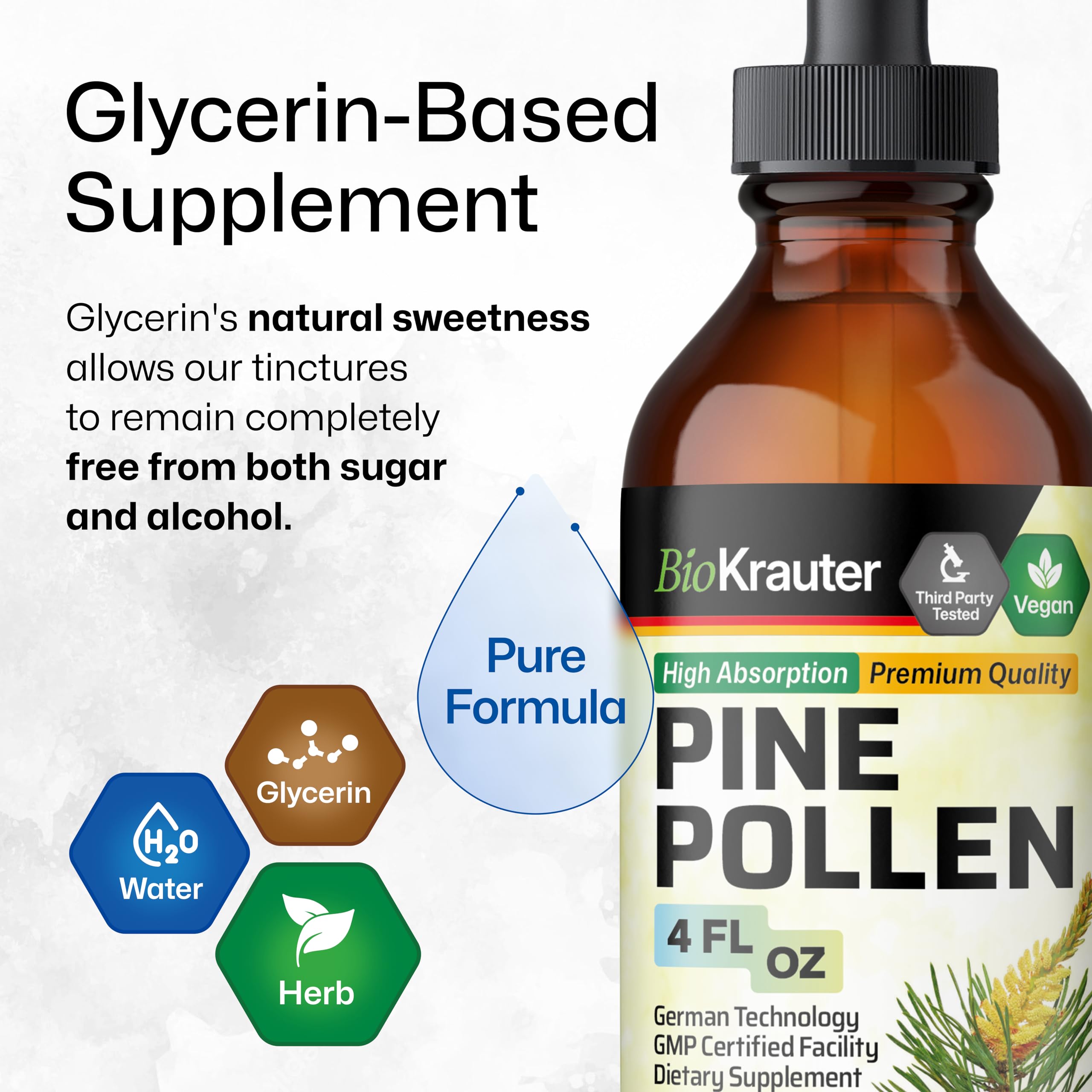 BIO KRAUTER tincture pollen de pin – emballage minimaliste et naturel