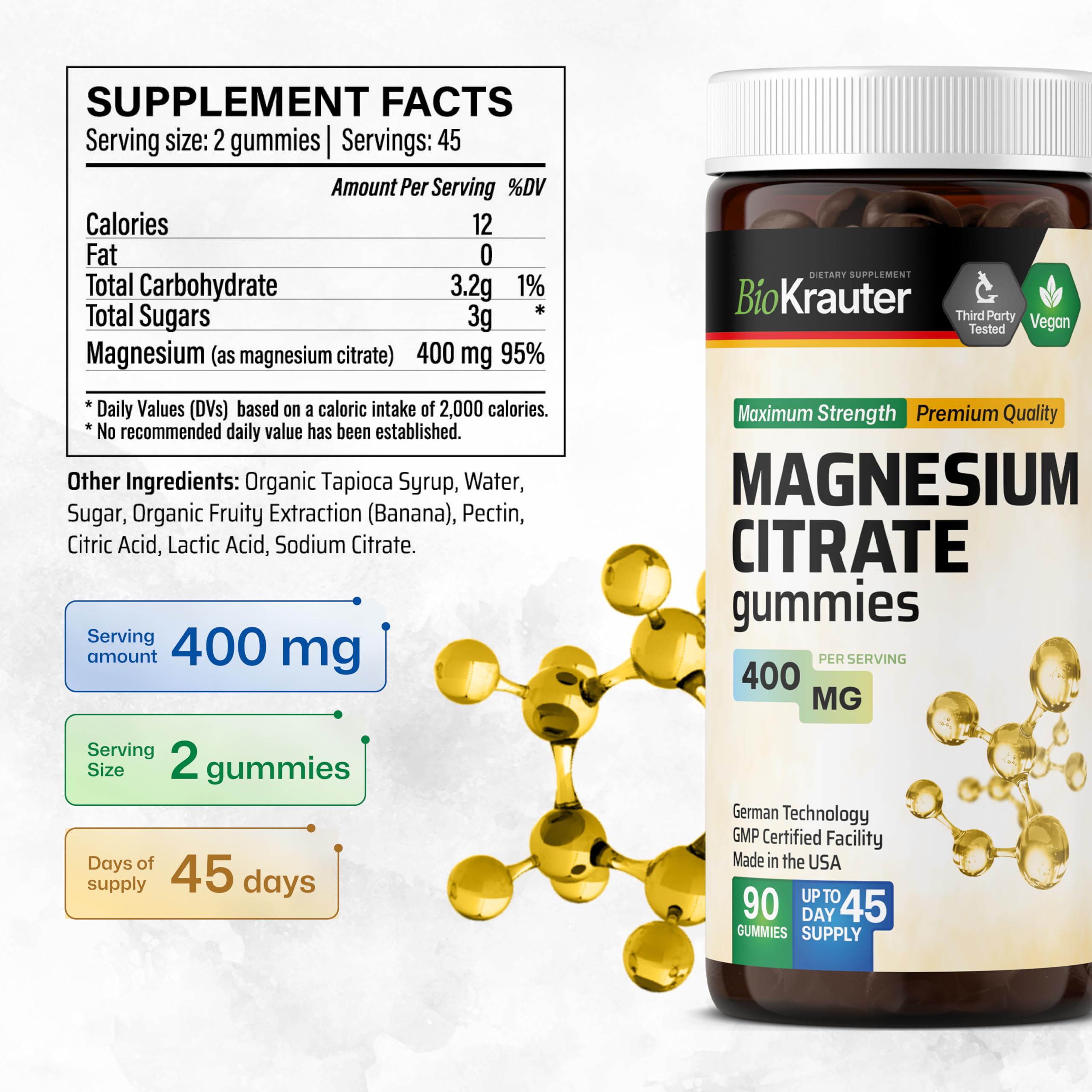 Goût banane naturel de BIO KRAUTER Magnésium Gomme, expérience agréable.
