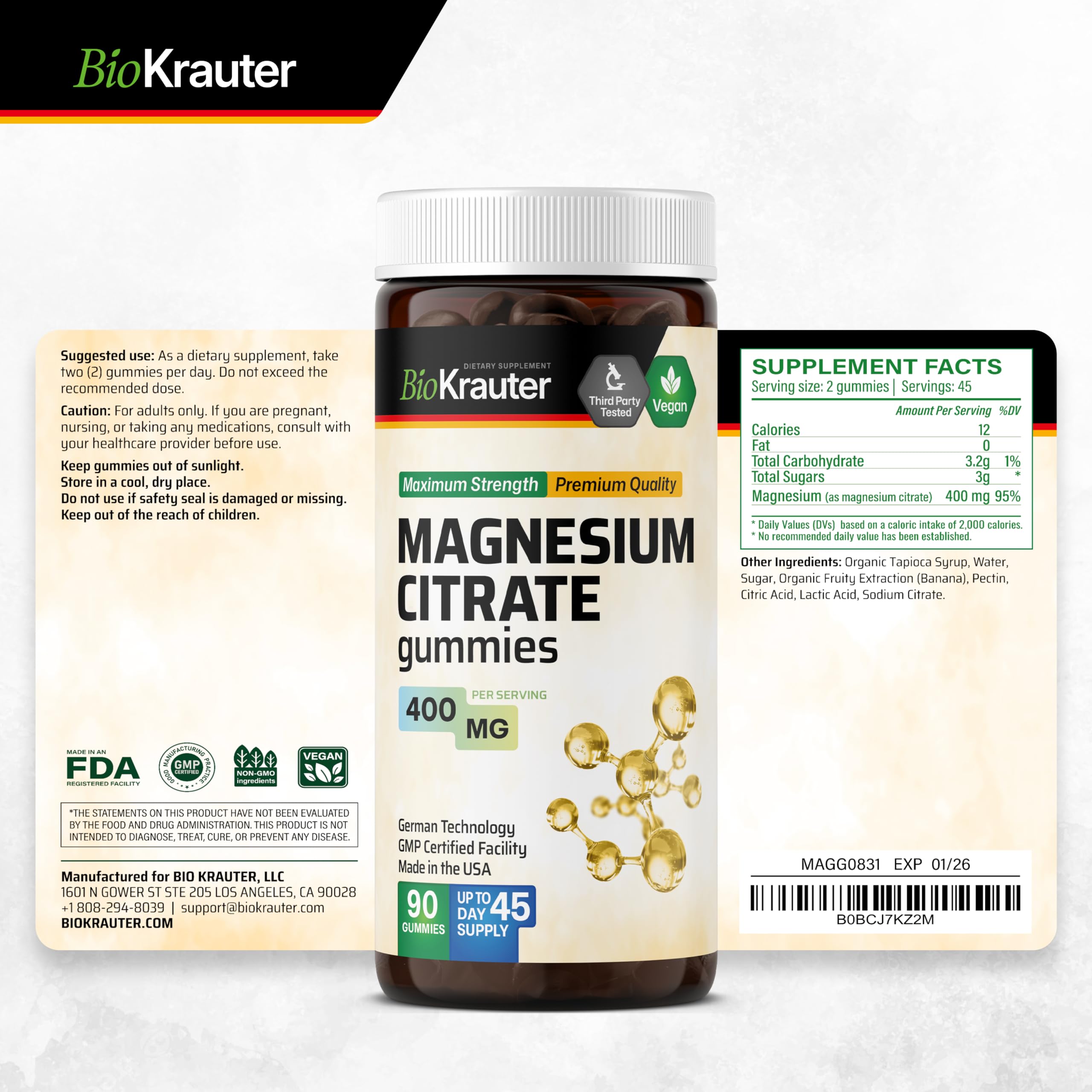 BIO KRAUTER Magnésium Gomme : convient à tous, dose simple et pratique.