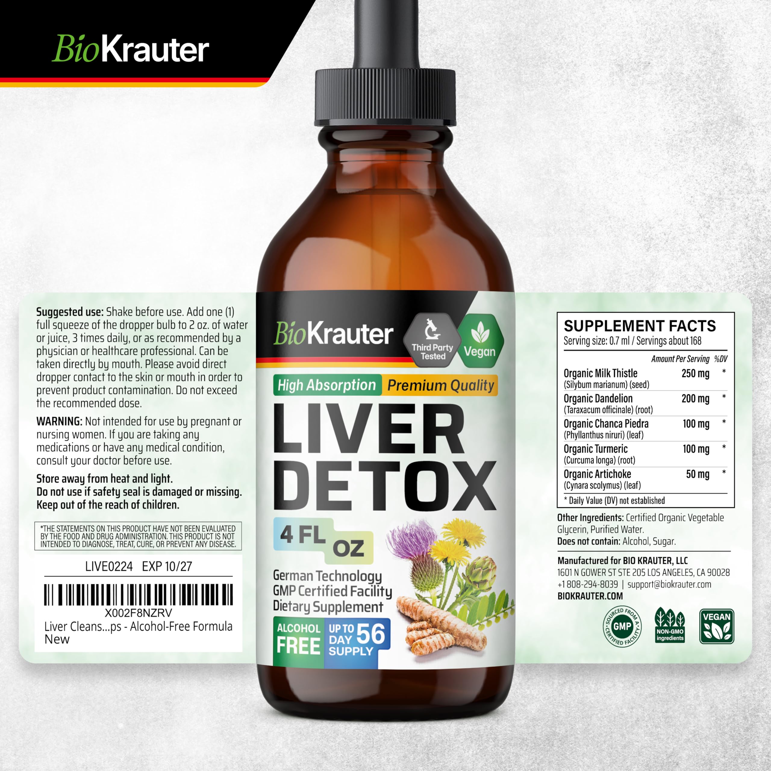 BIO KRAUTER usage recommandé: trois prises quotidiennes après dilution.