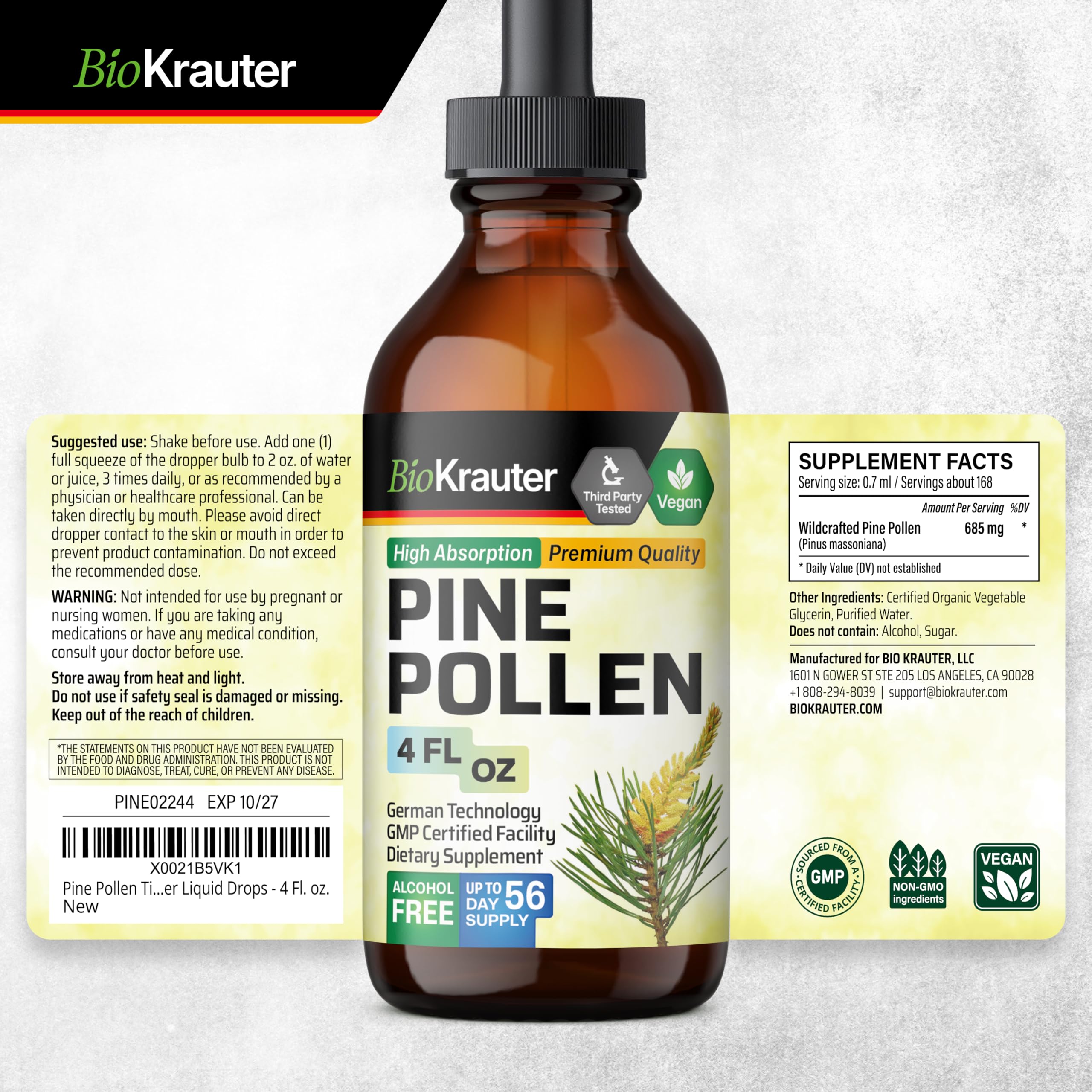 BIO KRAUTER tincture pollen de pin – usage quotidien rapide