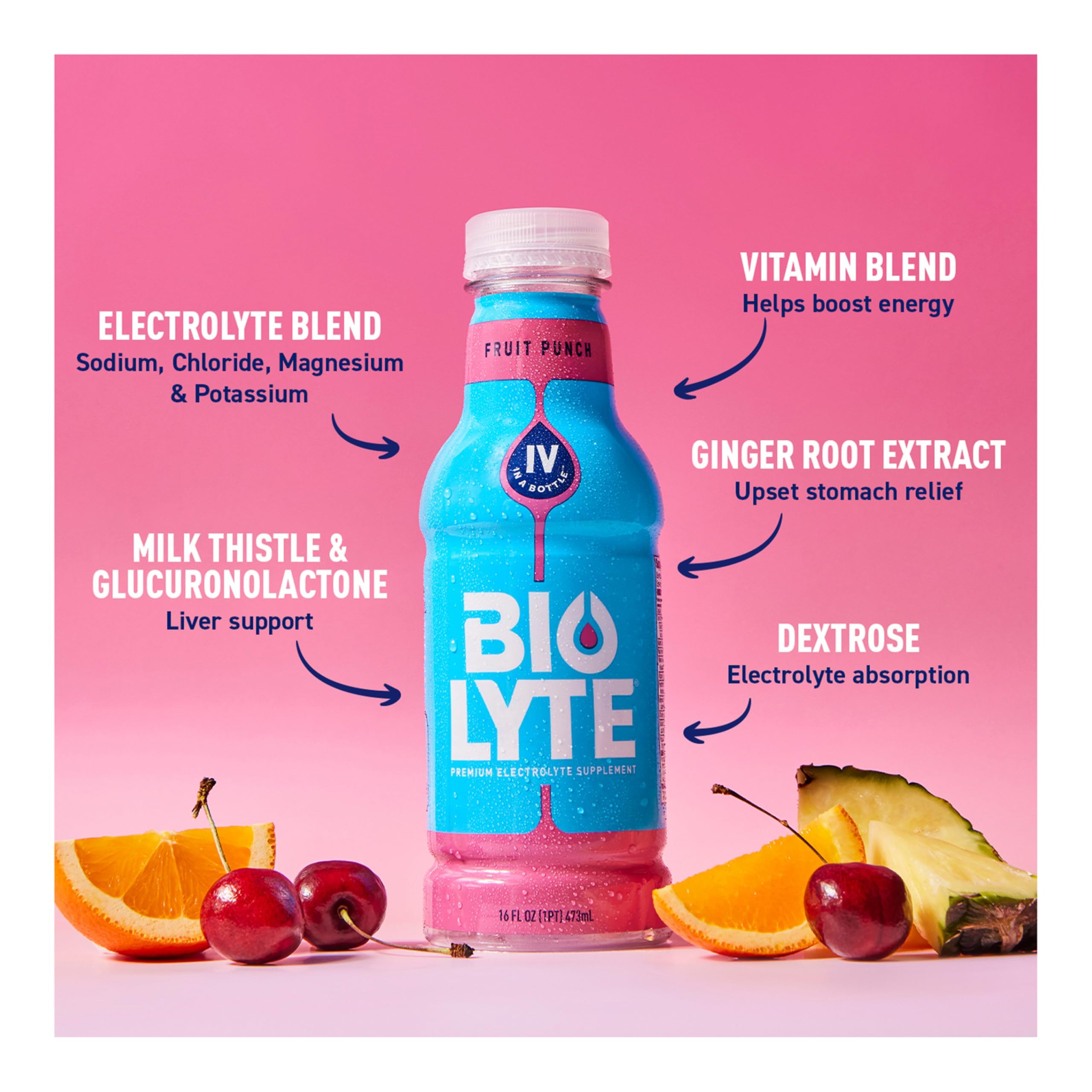 Biolyte Fruit Punch : lot de 12 bouteilles prêt à l'emploi.