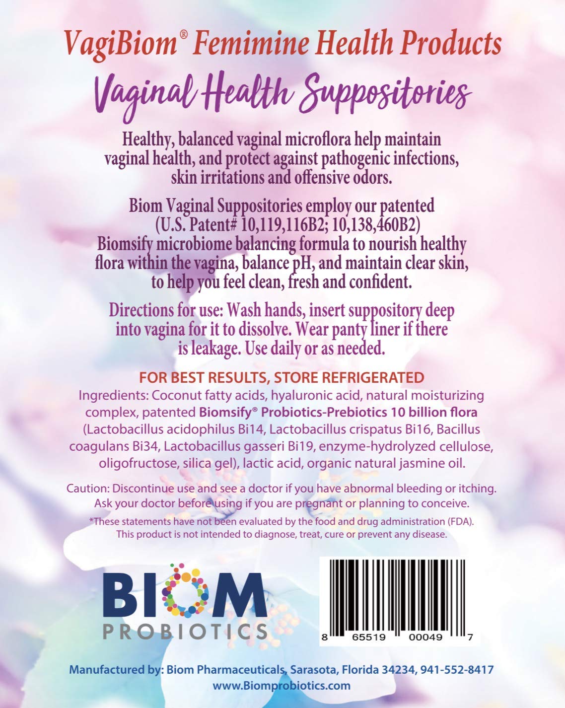 Biom Probiotiques : application des suppositoires vaginaux pour rééquilibrer le pH en douceur.