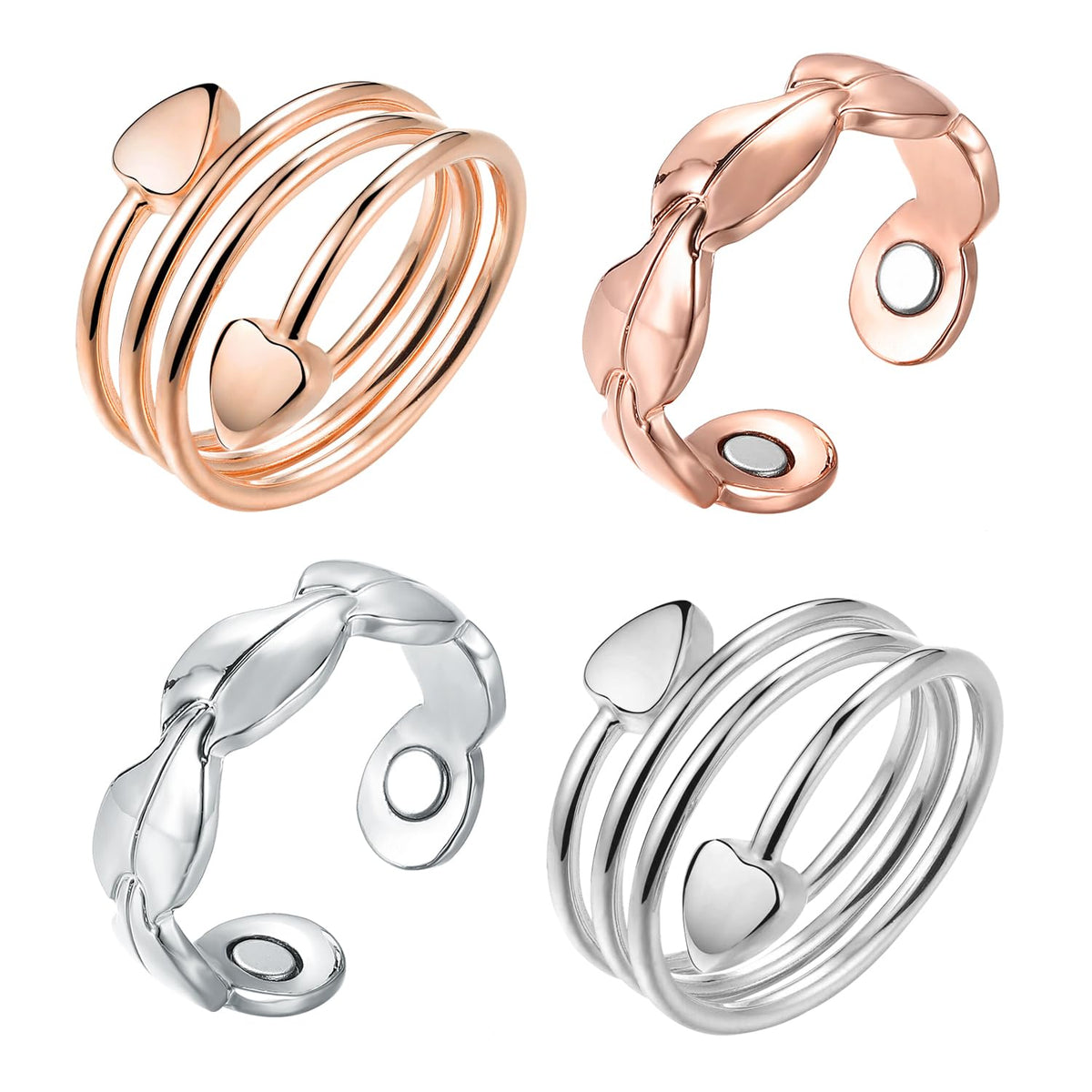Bague BioMag en cuivre pour drainage lymphatique, design élégant