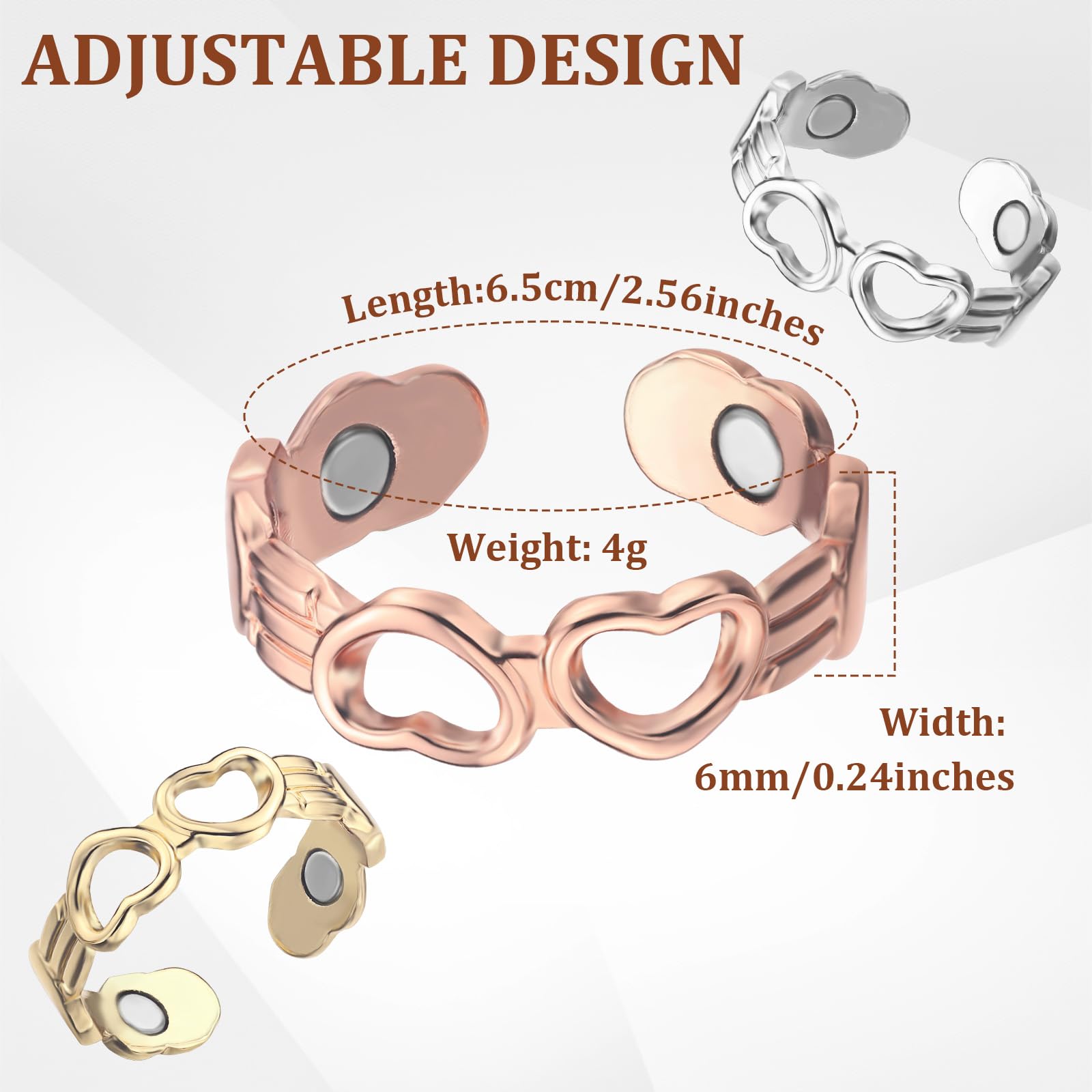 BioMag bagues cuivre argent détail: finition durable et look intemporel.