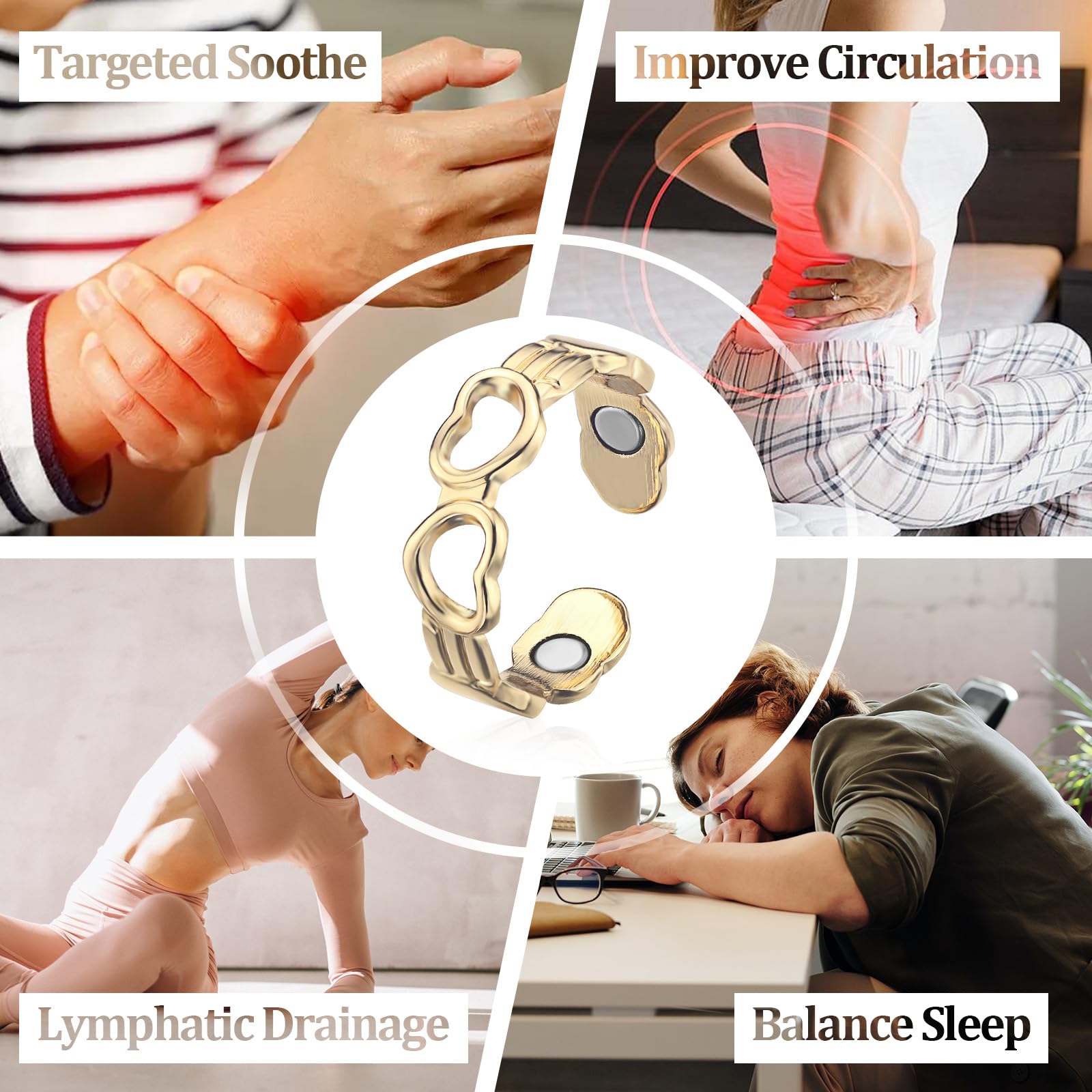 BioMag bagues cuivre ouverture reglable détail: ajustement facile sans outil.