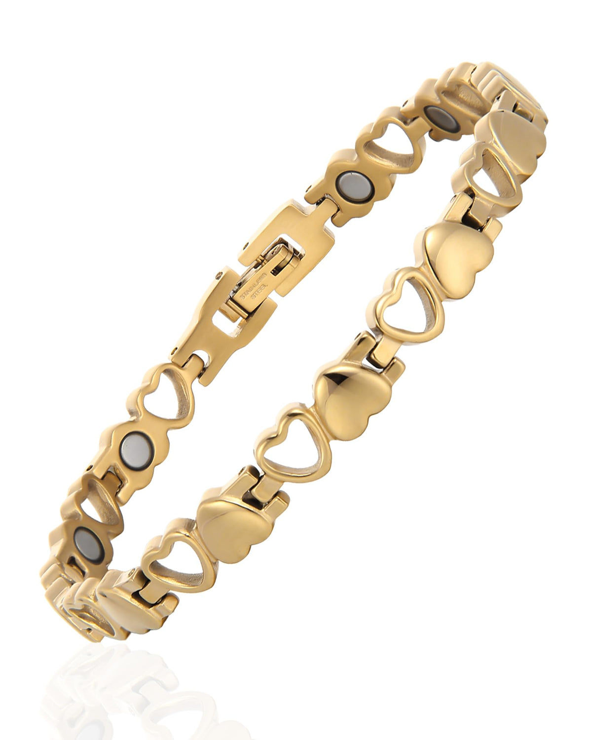BioMag bracelet magnétique pour femmes en acier-titane au fini doré et toucher doux