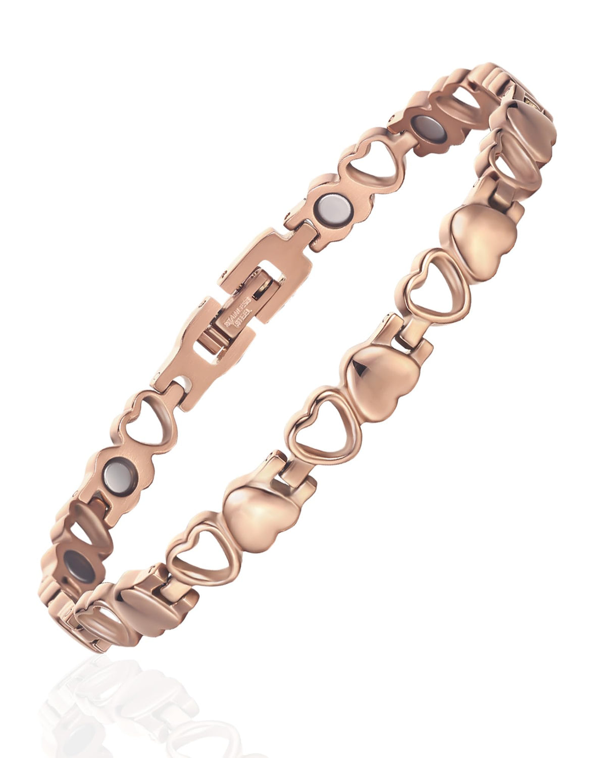 BioMag bracelet magnetique titane pour femme, style rose dore et confort.
