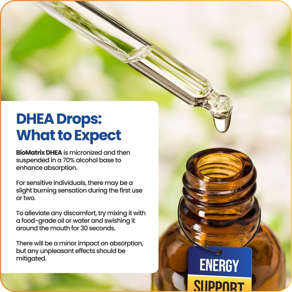 BioMatrix DHEA: gouttes avec pipette doseuse pour flexibilité.