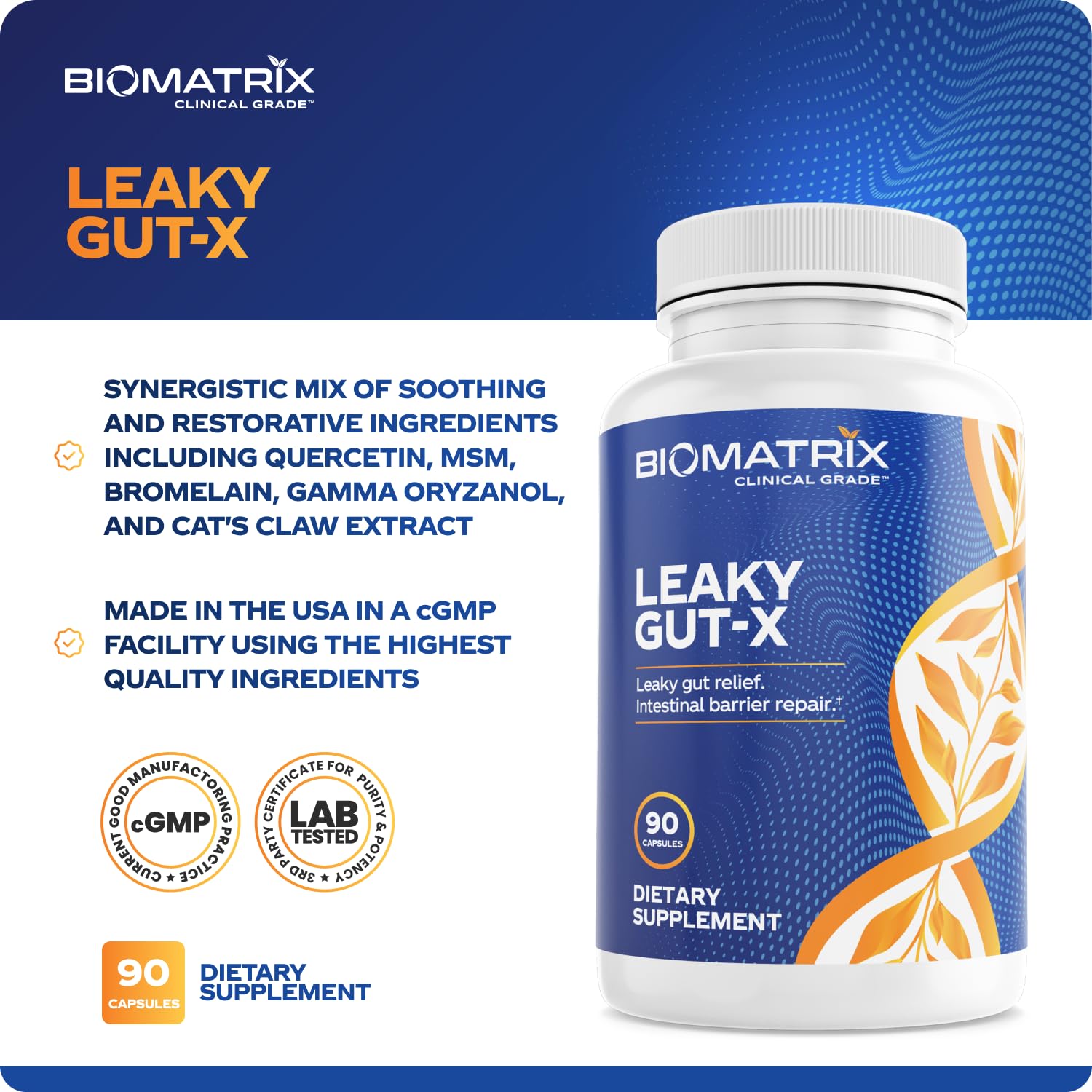 BioMatrix Leaky Gut-X, capsules veggie en usage quotidien.