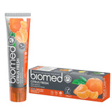 BIOMED Citrus Fresh, tube dentifrice prêt à l'emploi pour haleine fraîche.